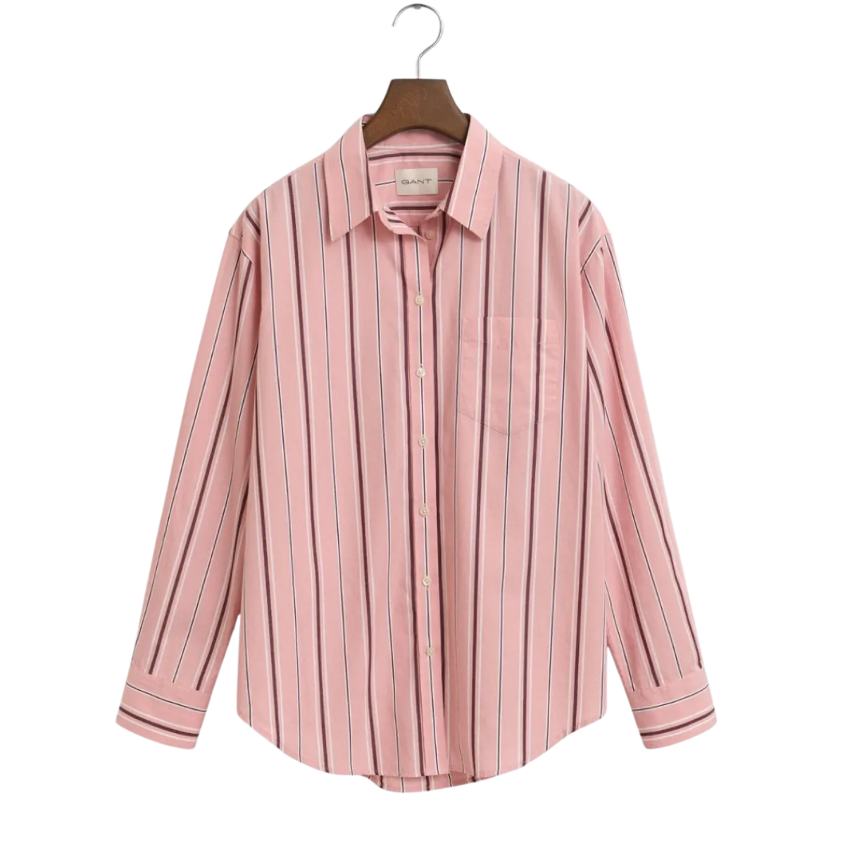 New Gant Relaxed Classic Poplin Striped Shirt - Summer Rose