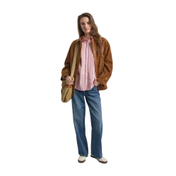 New Gant Relaxed Classic Poplin Striped Shirt - Summer Rose
