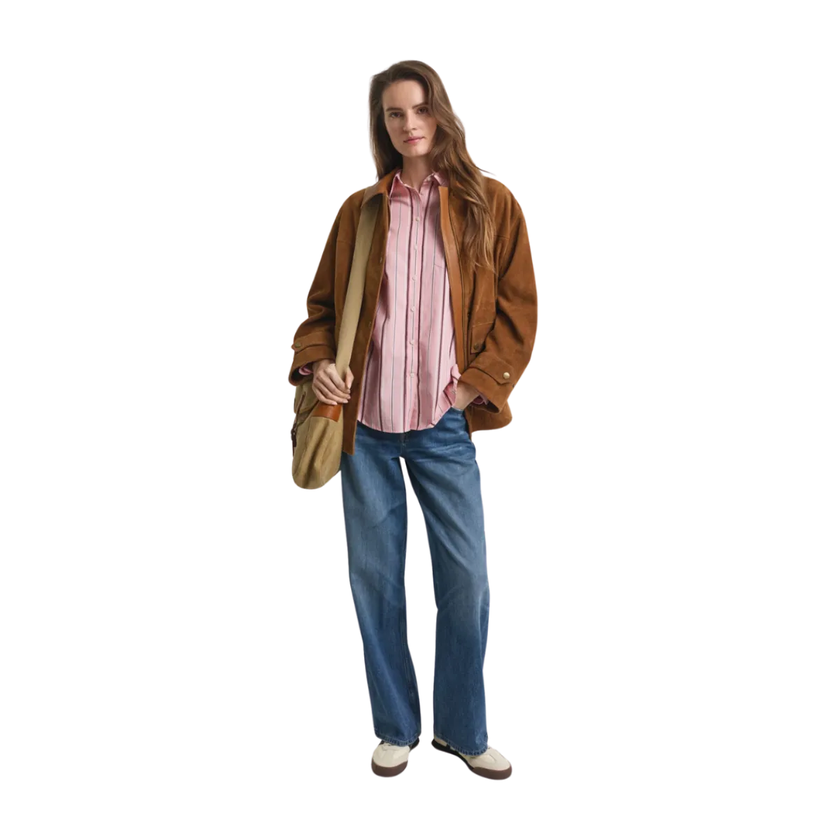 New Gant Relaxed Classic Poplin Striped Shirt - Summer Rose