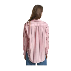 New Gant Relaxed Classic Poplin Striped Shirt - Summer Rose