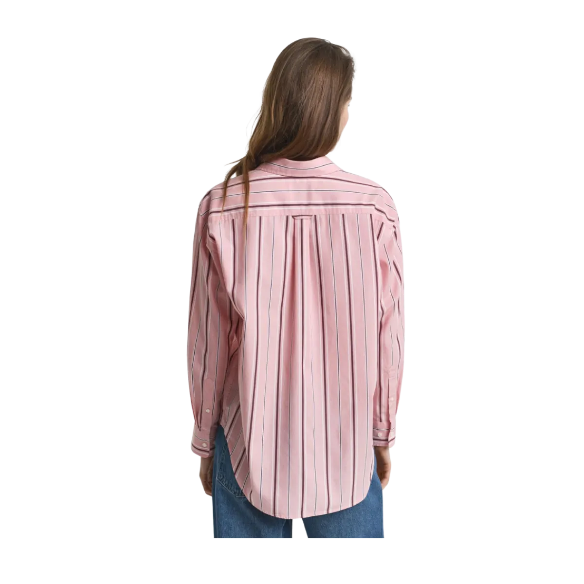 New Gant Relaxed Classic Poplin Striped Shirt - Summer Rose