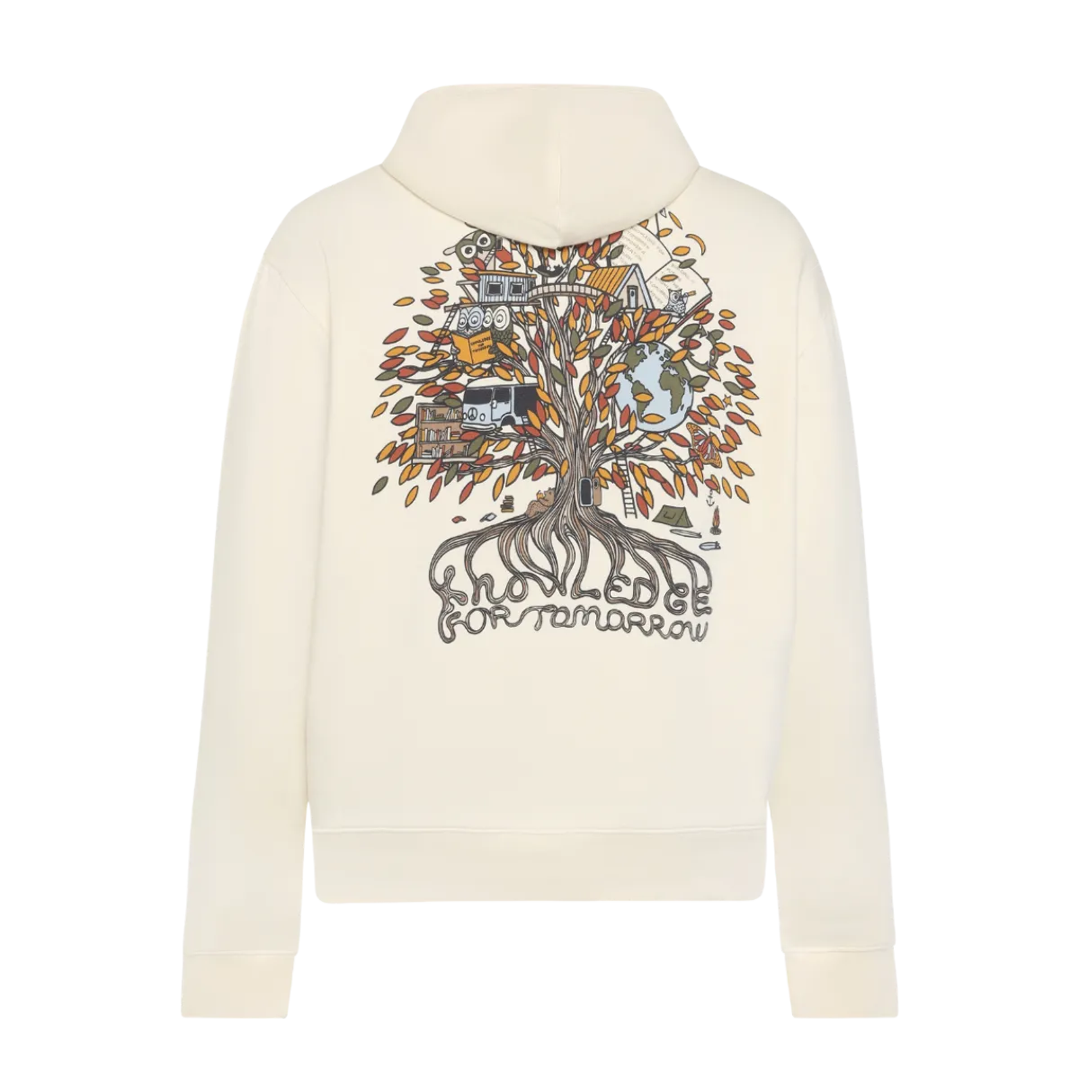 Knowledge Cotton Apparel Reaxed Printed Hoodie - White uti