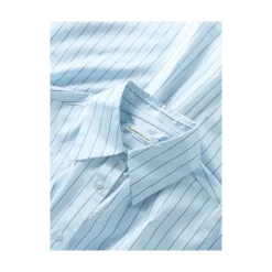 Discount Knowledge Cotton Apparel Relaxed tripe hirt - Blue tripe
