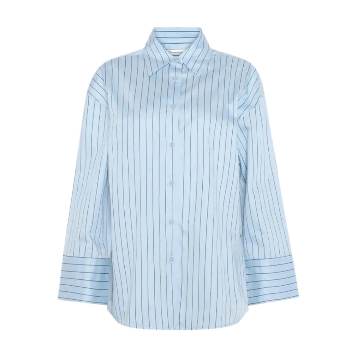 Discount Knowledge Cotton Apparel Relaxed tripe hirt - Blue tripe