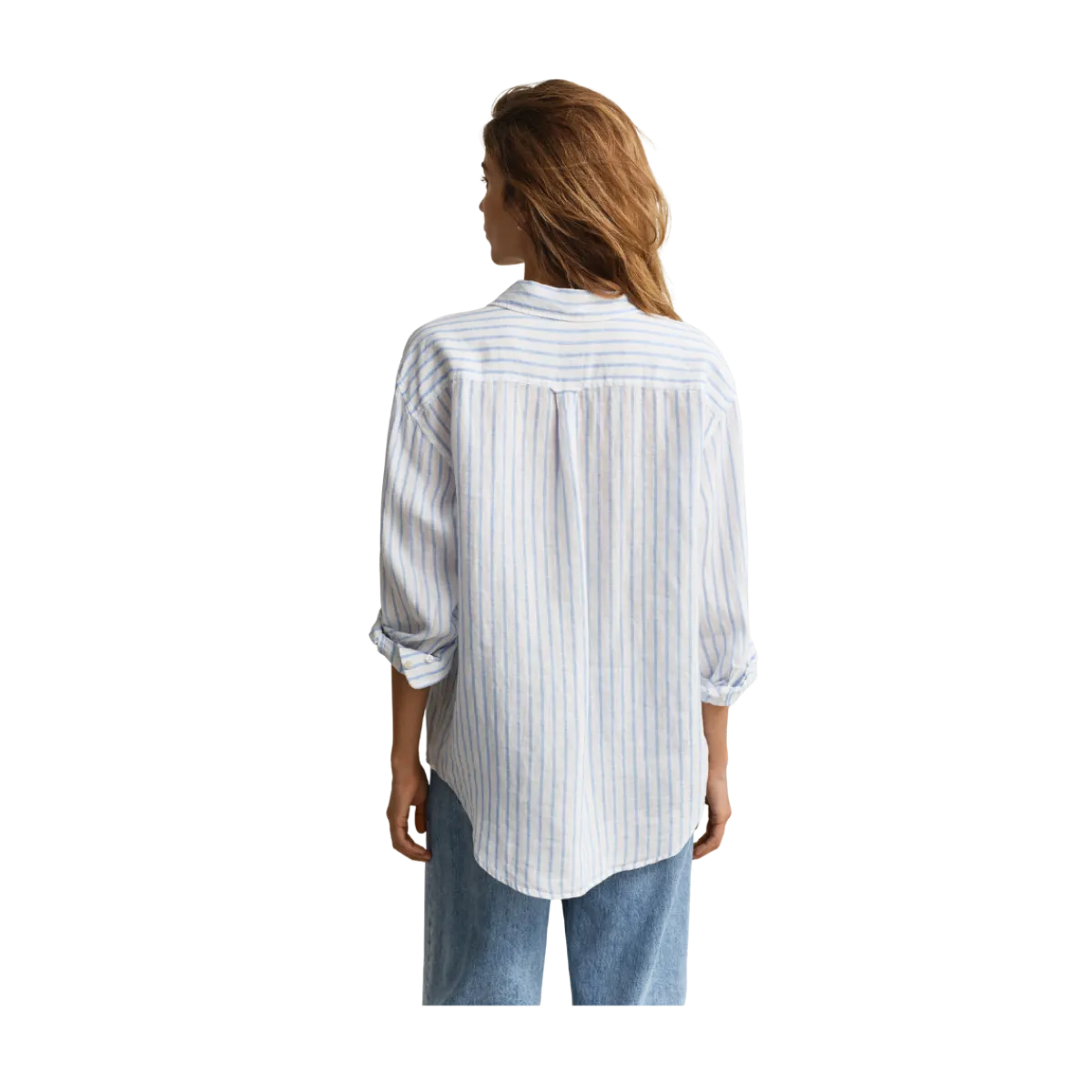 New Gant Rel Striped Linen LS Shirt - Hydrangea Blue
