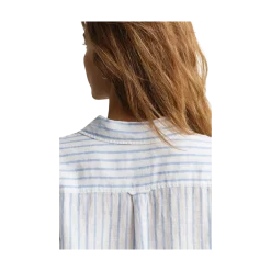 New Gant Rel Striped Linen LS Shirt - Hydrangea Blue