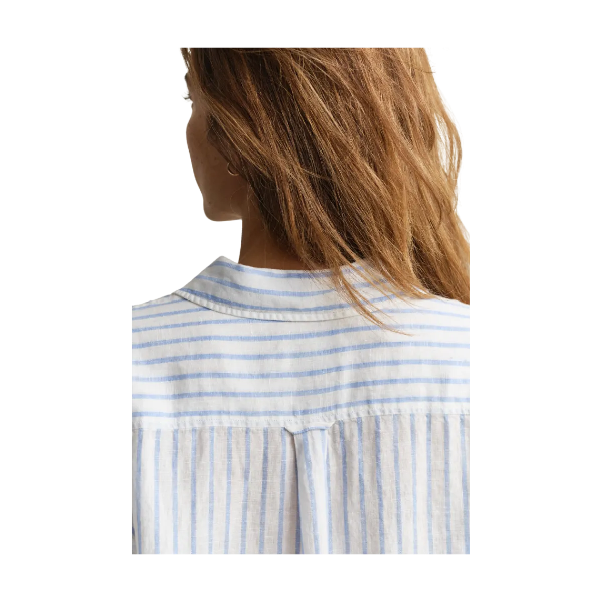 New Gant Rel Striped Linen LS Shirt - Hydrangea Blue