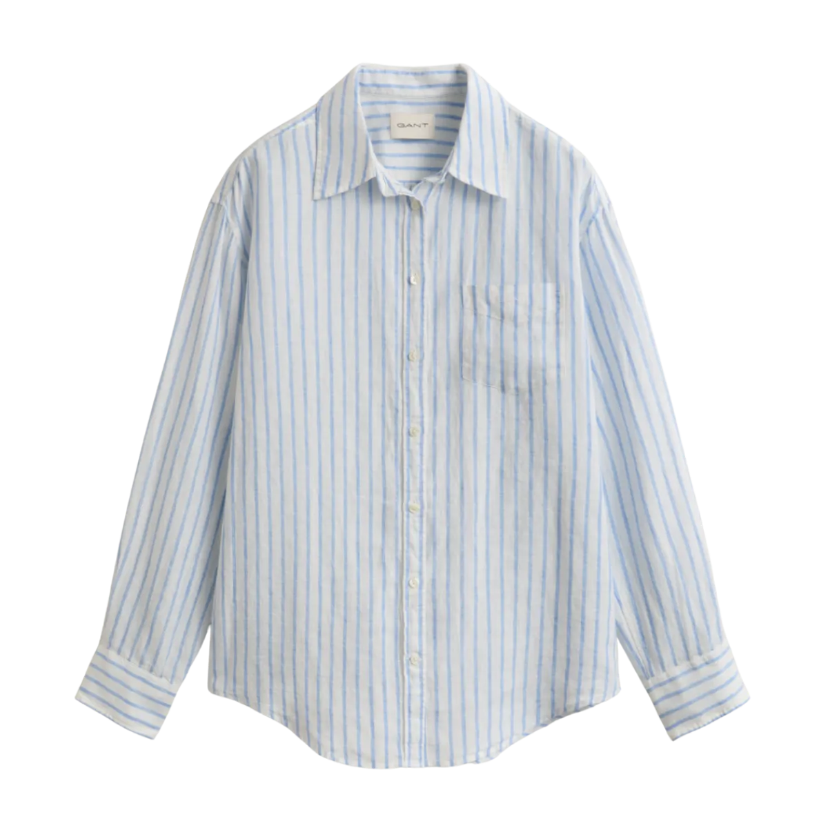New Gant Rel Striped Linen LS Shirt - Hydrangea Blue