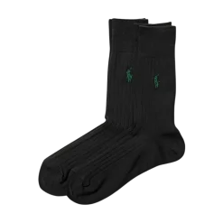 Sale Polo Ralph Lauren Rib Egyptian Socks 2 Pack - Black