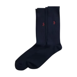 Outlet Polo Ralph Lauren Rib Egyptian Socks 2 Pack - Navy