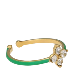 Clearance My Jewellery Ring Fine Green Clover Strass - 1200 Gold