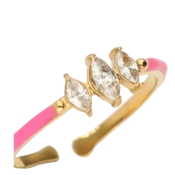 Clearance My Jewellery Ring Fine Pink 3 Strass - Gold