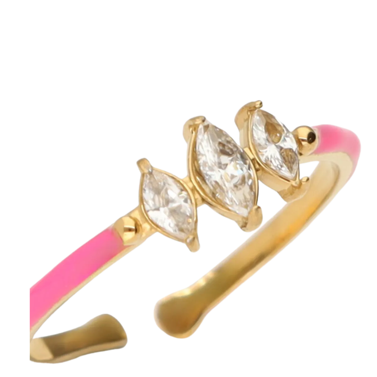 Clearance My Jewellery Ring Fine Pink 3 Strass - Gold