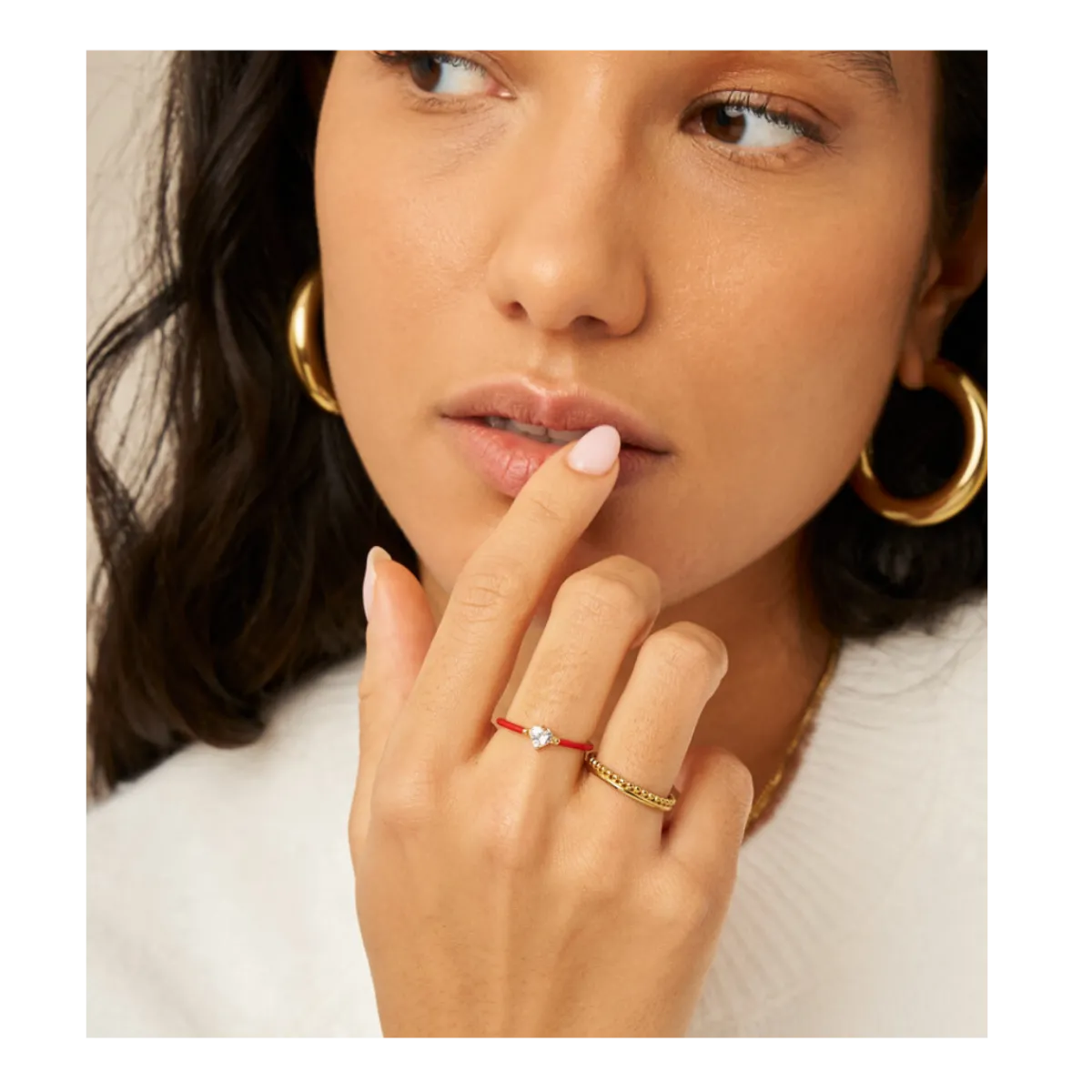 Hot My Jewellery Ring Fine Red Strass - Gold