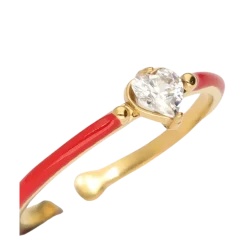 Hot My Jewellery Ring Fine Red Strass - Gold