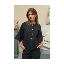 Hot Neo Noir Rosella Boucle Mini Jacket - Black