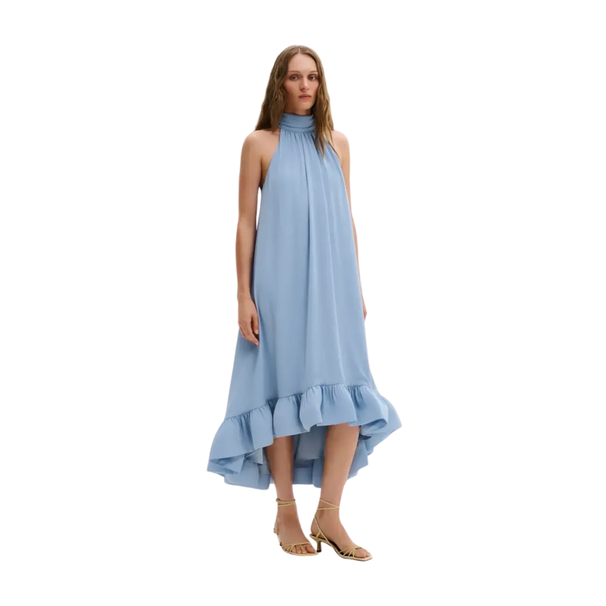 Best Malina Sabrina Halterneck Ruffled axi Dress - Sky