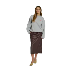 Hot Norr Shelby Midi Leather Skirt - BORDEAUX