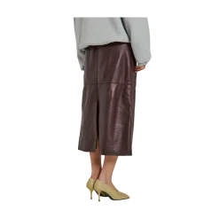 Hot Norr Shelby Midi Leather Skirt - BORDEAUX