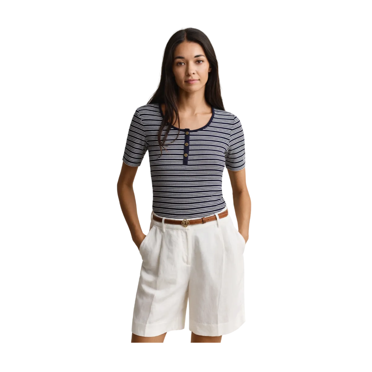 Online Gant Slim Ribbed SS Henley Top - Evening Blue