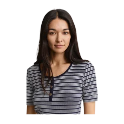 Online Gant Slim Ribbed SS Henley Top - Evening Blue