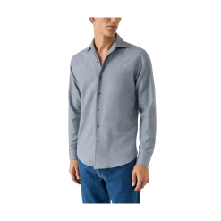 Online Eton Solid Flannel Shirt - Light Blue