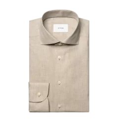 Eton Solid Signature Flannel Shirt - Beige