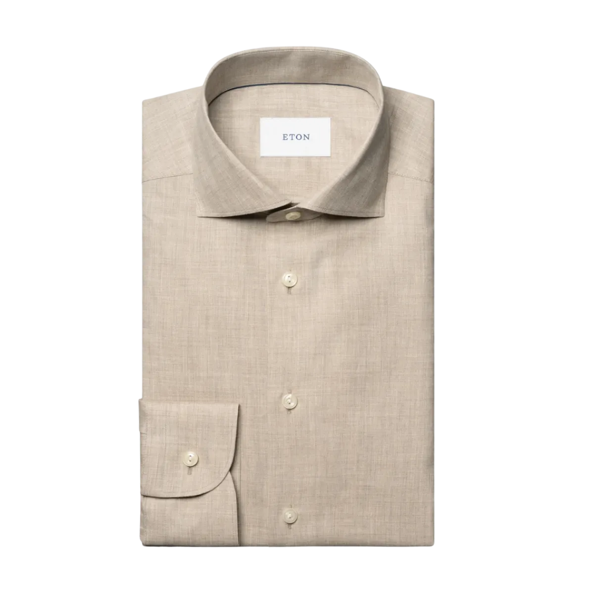 Eton Solid Signature Flannel Shirt - Beige