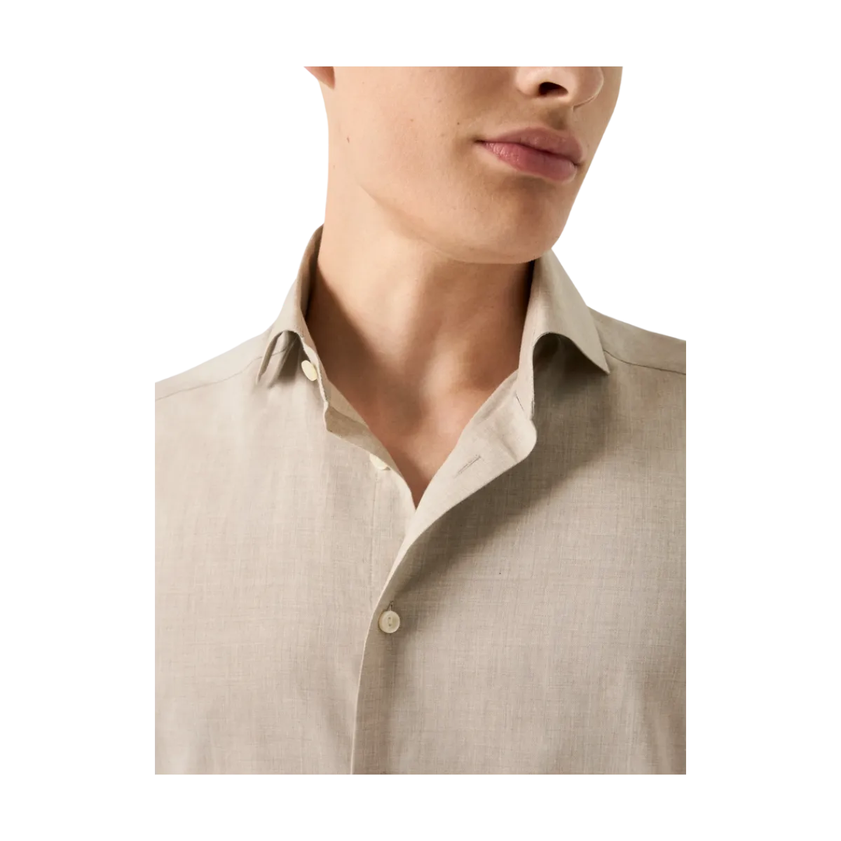 Eton Solid Signature Flannel Shirt - Beige
