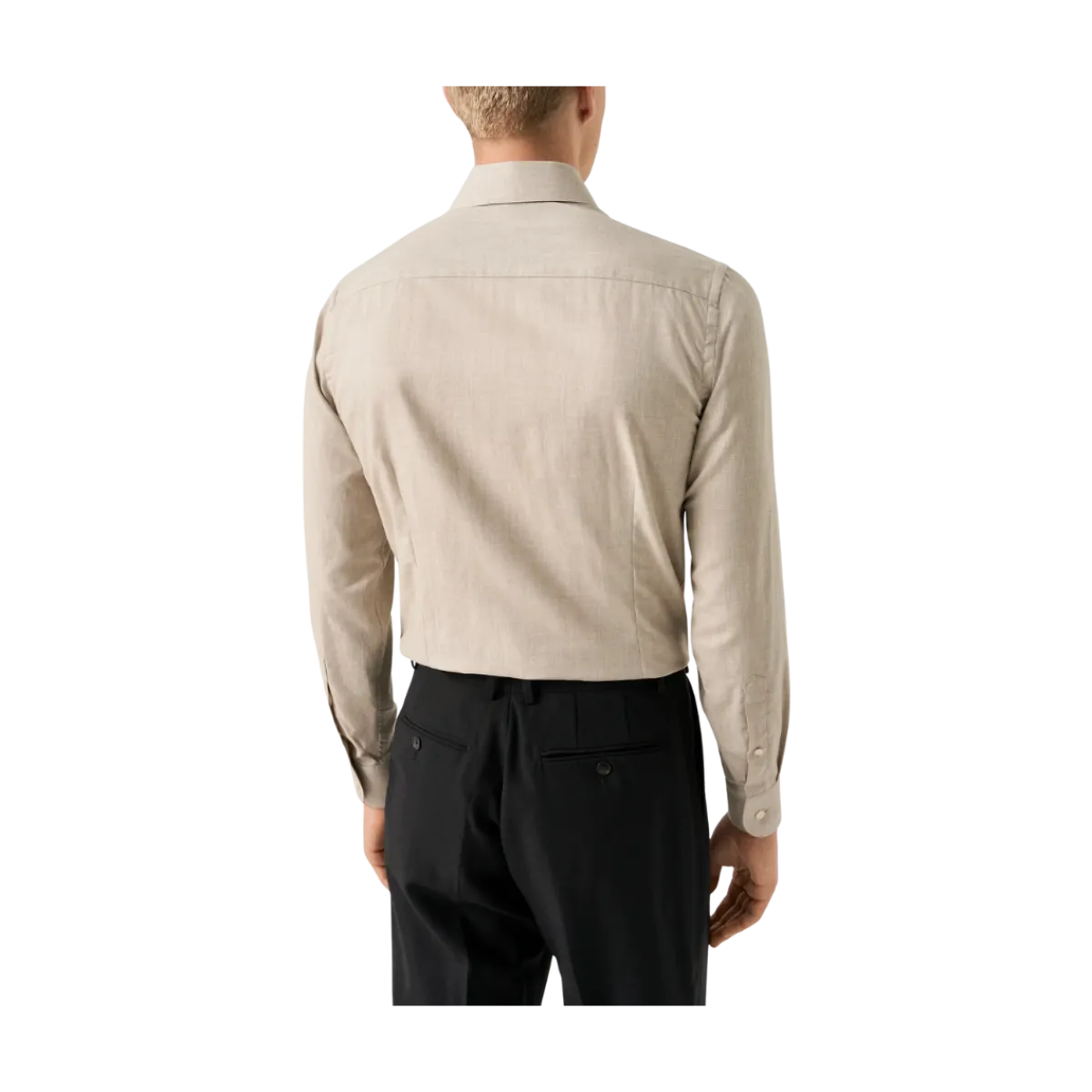 Eton Solid Signature Flannel Shirt - Beige