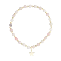 Discount DARK Department Stone Bead Bracelet 4 mm W/Gold Beads - Rose