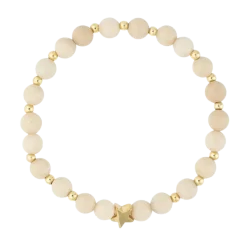 Discount DARK Department Stone Bead Bracelet 6 mm W/Gold Beads - Sand