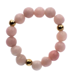 Online DARK Department Stone & Pearl Bead Ring 4 mm W/Charm - Rose Mix