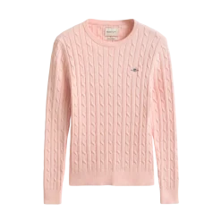Clearance Gant tretch Cotton Cable C-Neck - 647 Apricot Pink