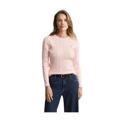 Clearance Gant tretch Cotton Cable C-Neck - 647 Apricot Pink