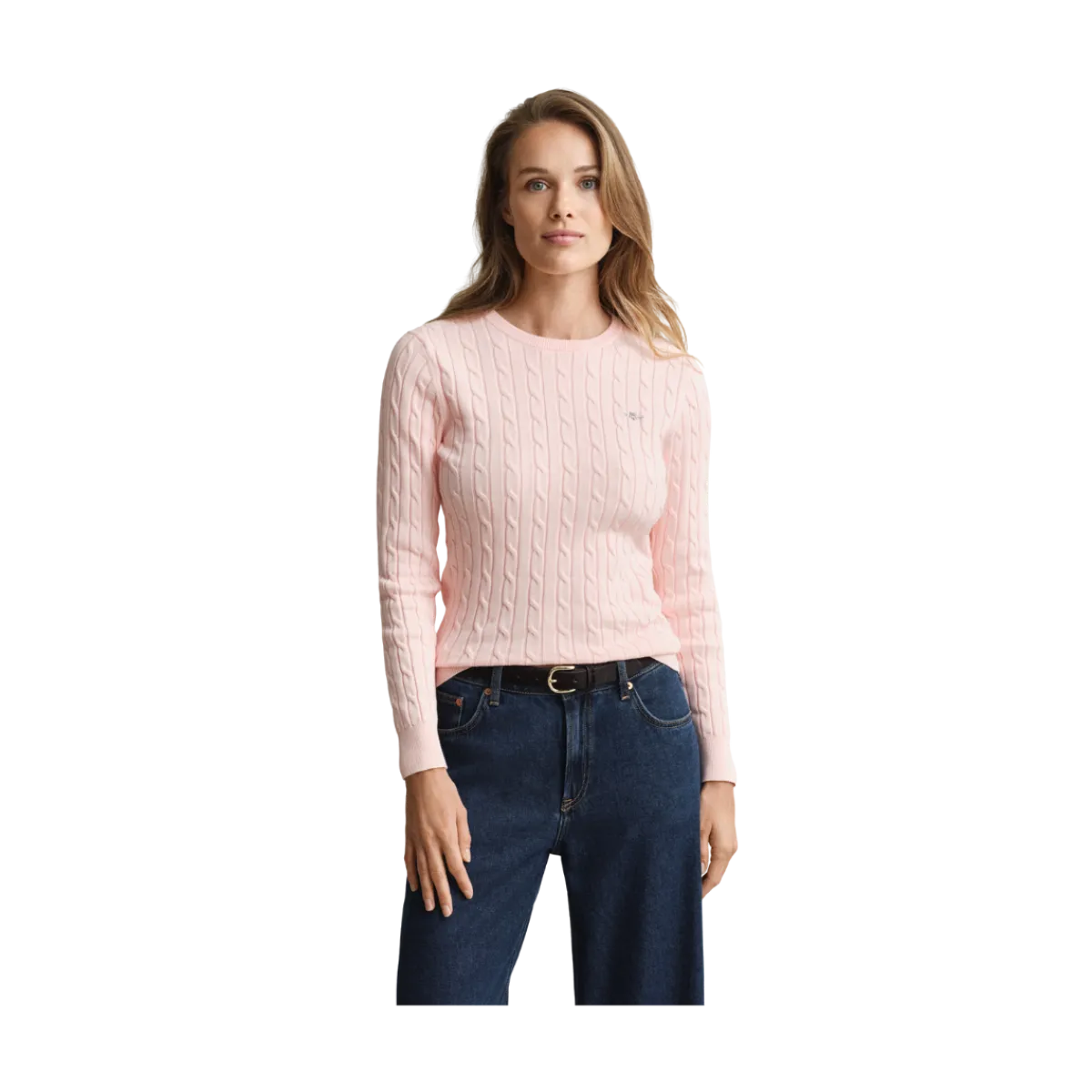 Clearance Gant tretch Cotton Cable C-Neck - 647 Apricot Pink