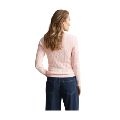 Clearance Gant tretch Cotton Cable C-Neck - 647 Apricot Pink