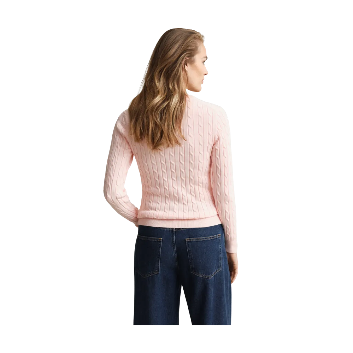 Clearance Gant tretch Cotton Cable C-Neck - 647 Apricot Pink
