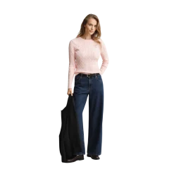 Clearance Gant tretch Cotton Cable C-Neck - 647 Apricot Pink