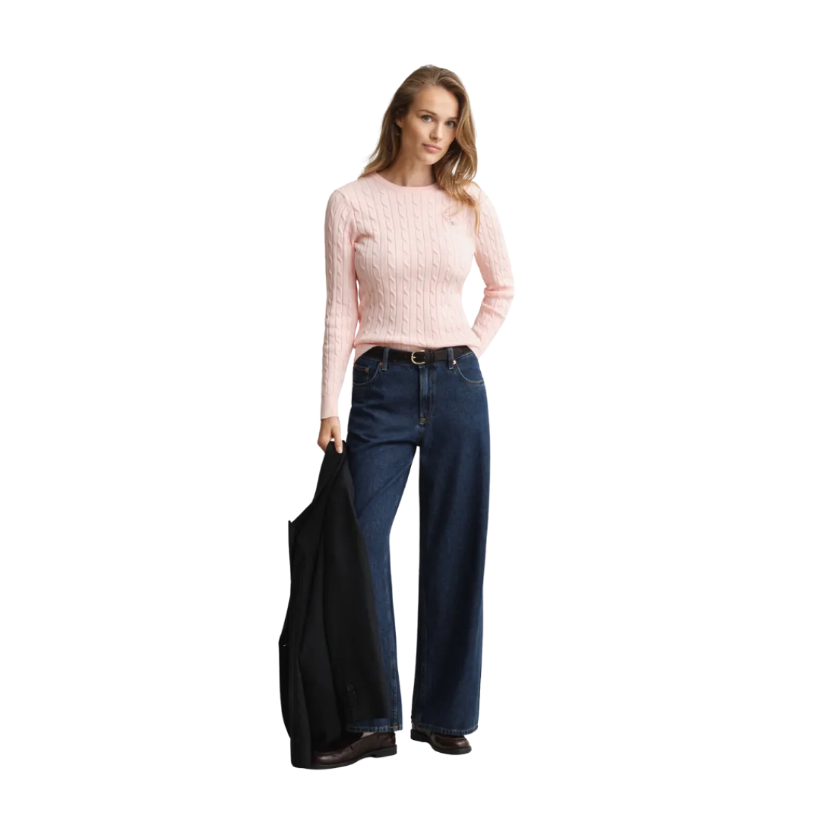 Clearance Gant tretch Cotton Cable C-Neck - 647 Apricot Pink