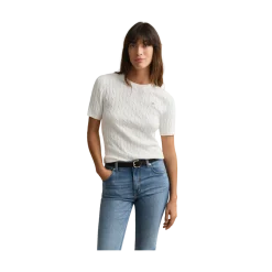 Best Gant STRETCH COTTON CABE SS C-NECK - Eggshe