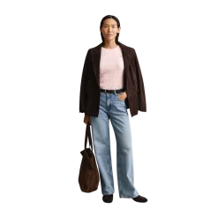Clearance Gant TRETCH COTTON CABLE C-NECK - Apricot Pink