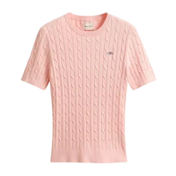Clearance Gant TRETCH COTTON CABLE C-NECK - Apricot Pink