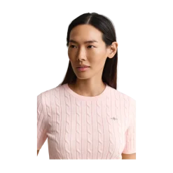 Clearance Gant TRETCH COTTON CABLE C-NECK - Apricot Pink