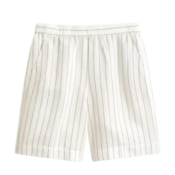 Clearance Gant Striped Linen Blend Pull On Shorts - 113 Eggshell