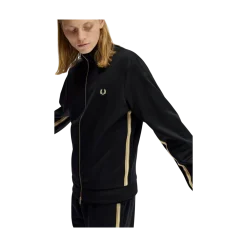 Hot Fred Perry tripe Tape Track Jacket - Black/Champagne