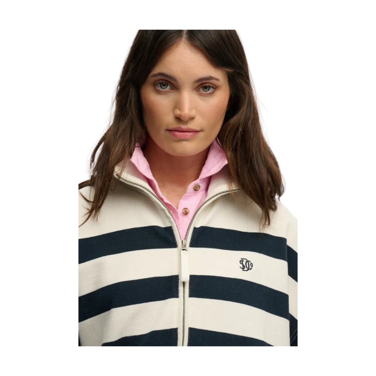 Outlet Superdry Studios Stripe Half Zip - Off White/Eclipse Navy