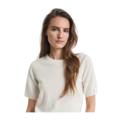 Gant Superfine Lambswool SS C-Neck - Cream