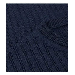 Clearance Stenströms weater Knitted Ribbed Linen / Merino Wool - Dark Blue