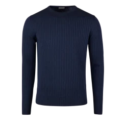 Clearance Stenströms weater Knitted Ribbed Linen / Merino Wool - Dark Blue